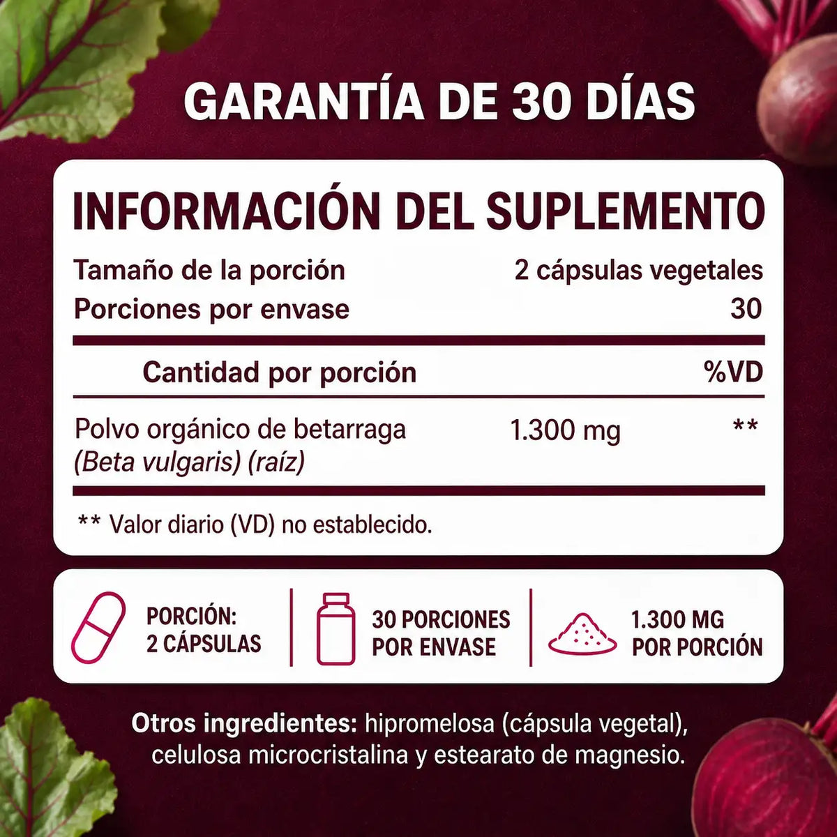 Cápsulas de betarraga orgánica®