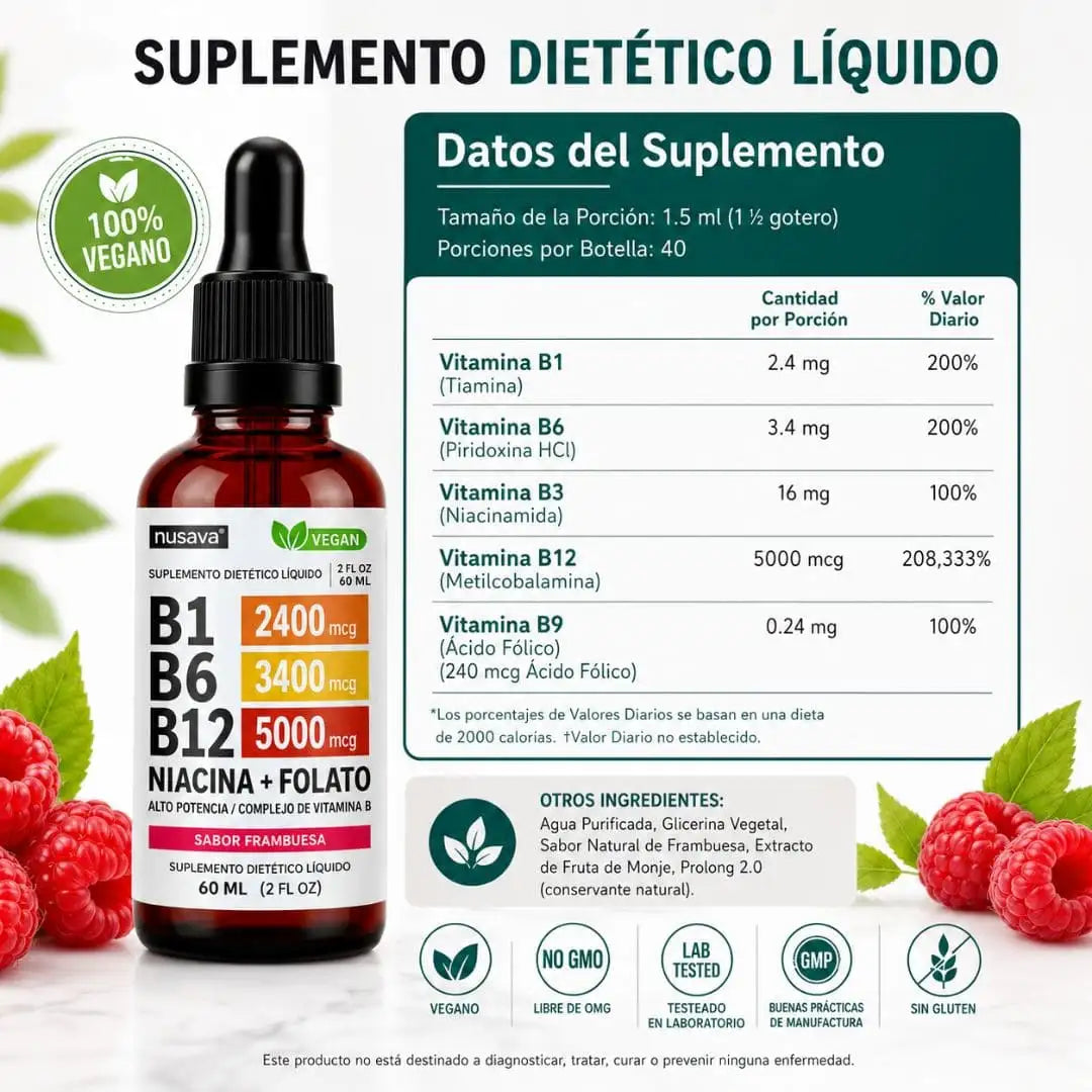 Nusava® Complejo B (B1, B6, B12, Niacina, Folato)