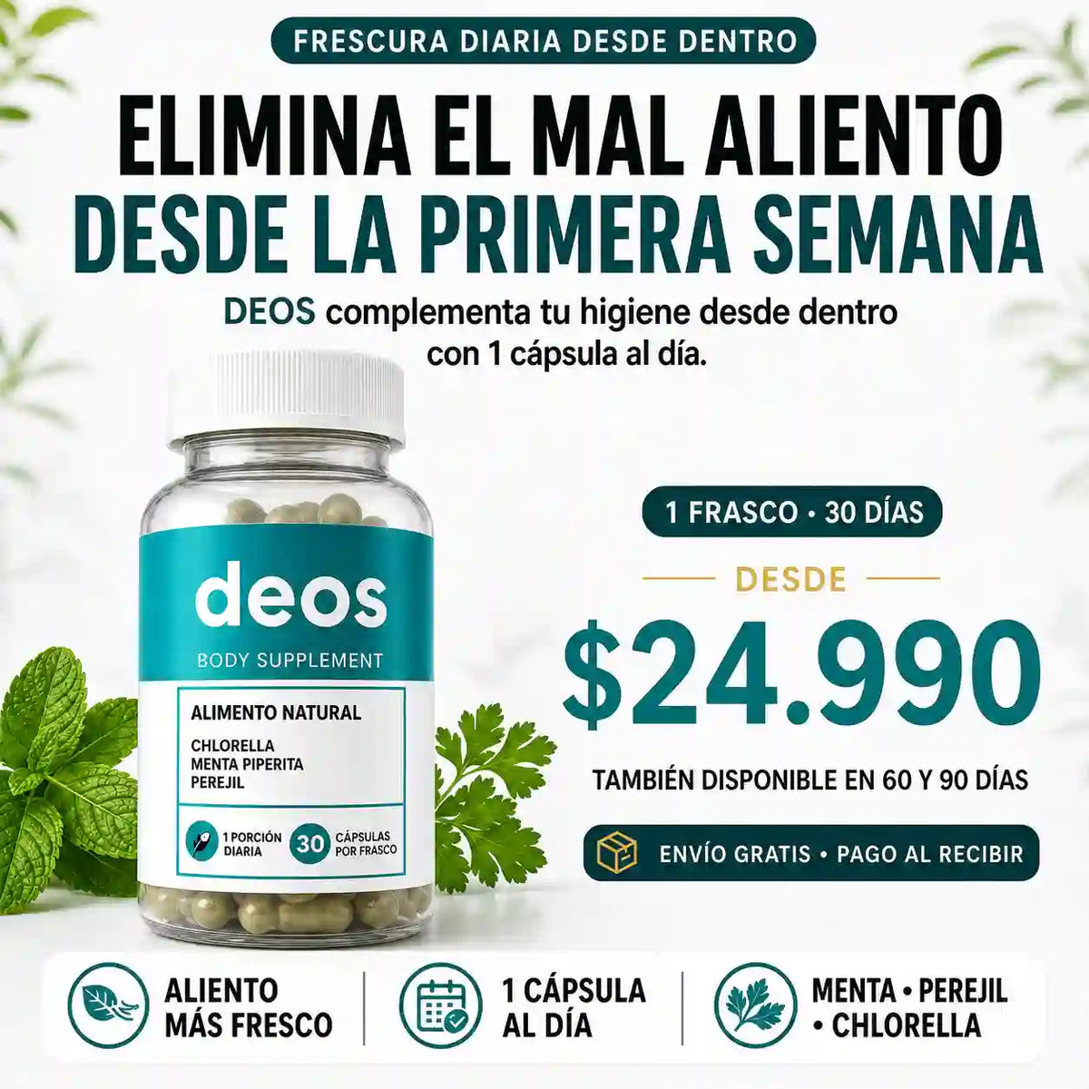 DEOS® Adiós al Mal Aliento - 30 Cápsulas